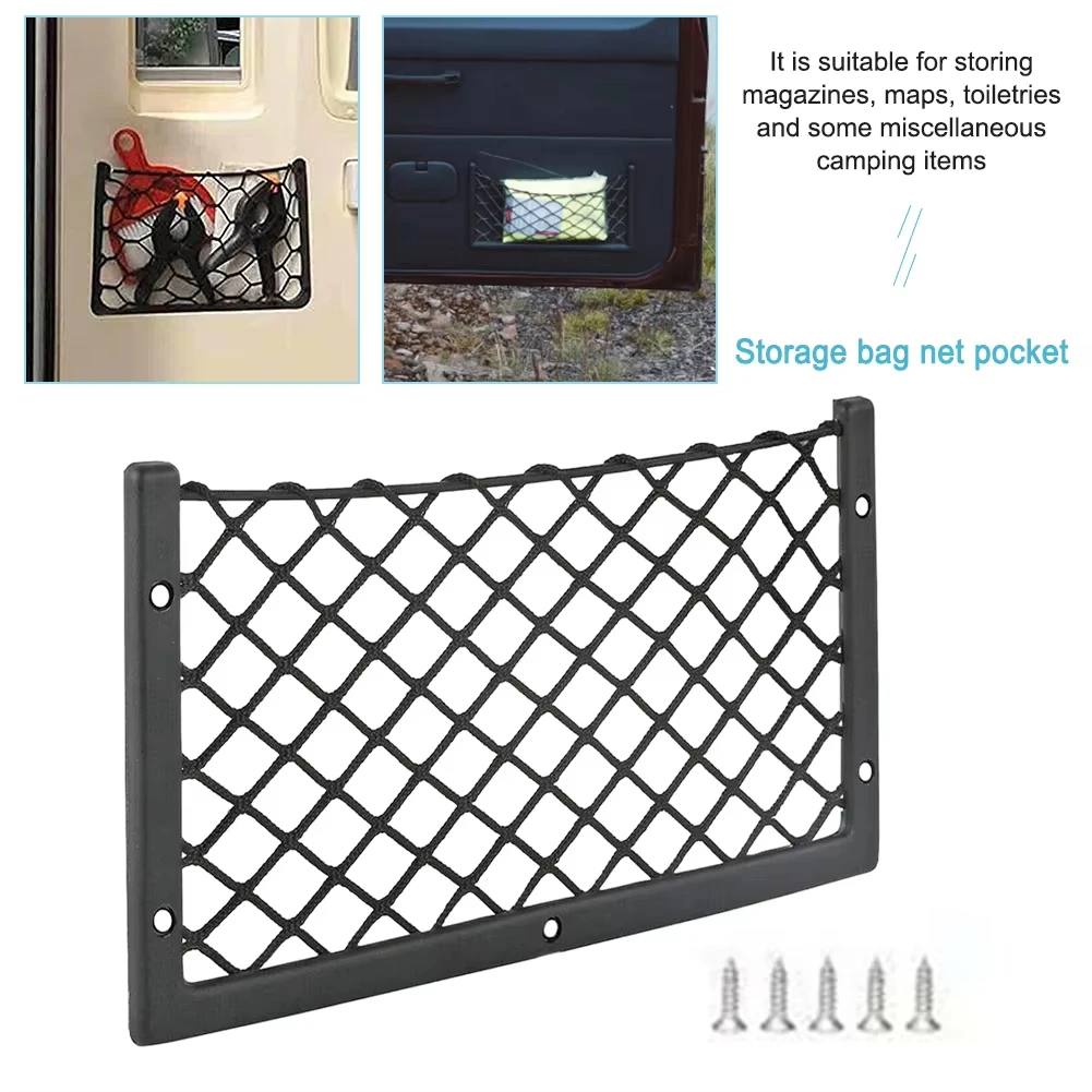 Car Seat Back Storage Bag Mesh Storage Net Car Built-in Storage Organizer Fixed Net Anti-Slip For RV Truck Bus Camper