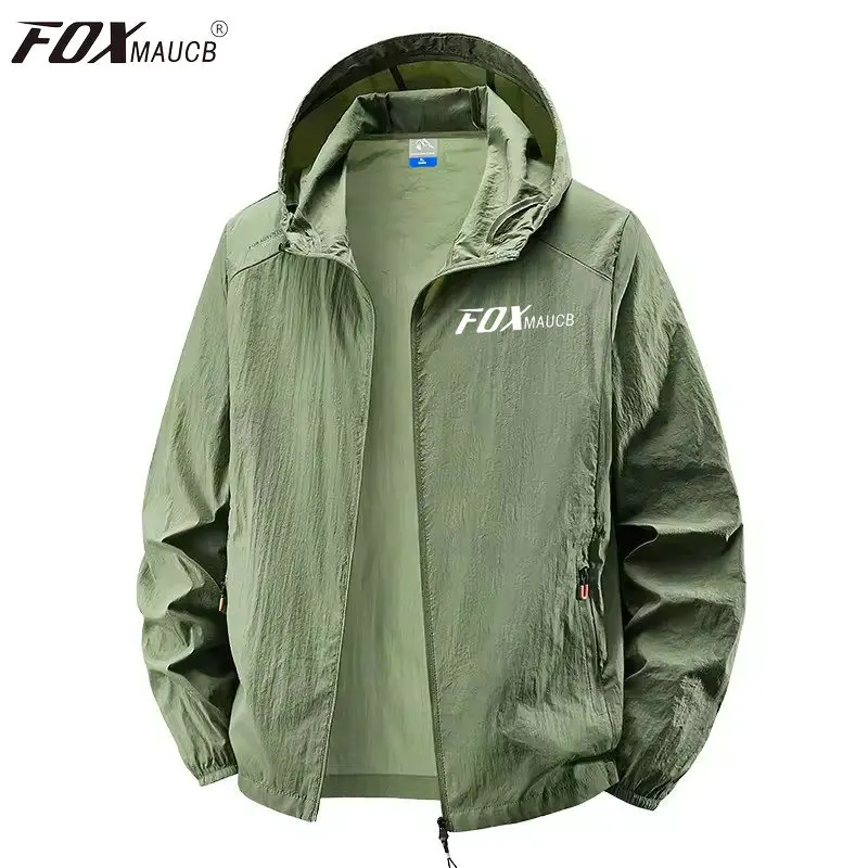 

FOXMAUCB New Summer Jackets Men Hooded Windbreaker Coats Cycling Sunscreen Clothing Men Ultrathin Fishing Wearing Man Sportswear