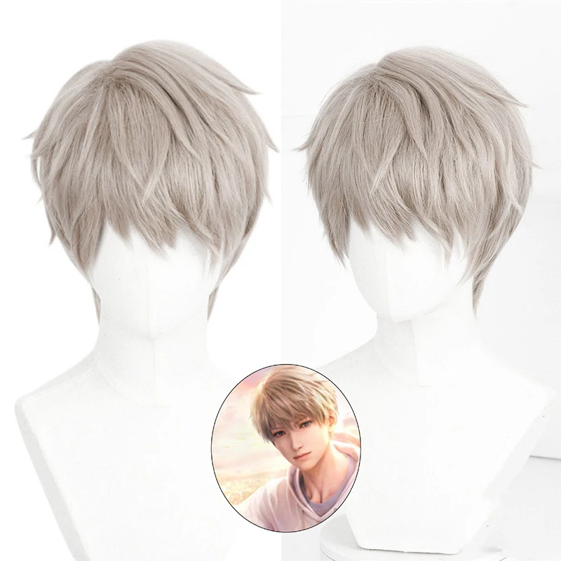 Perruque de jeu Xavier Role à cheveux courts légèrement bouclés, pour tenue quotidienne masculine, modèle Love and Deepspace, pour homme.