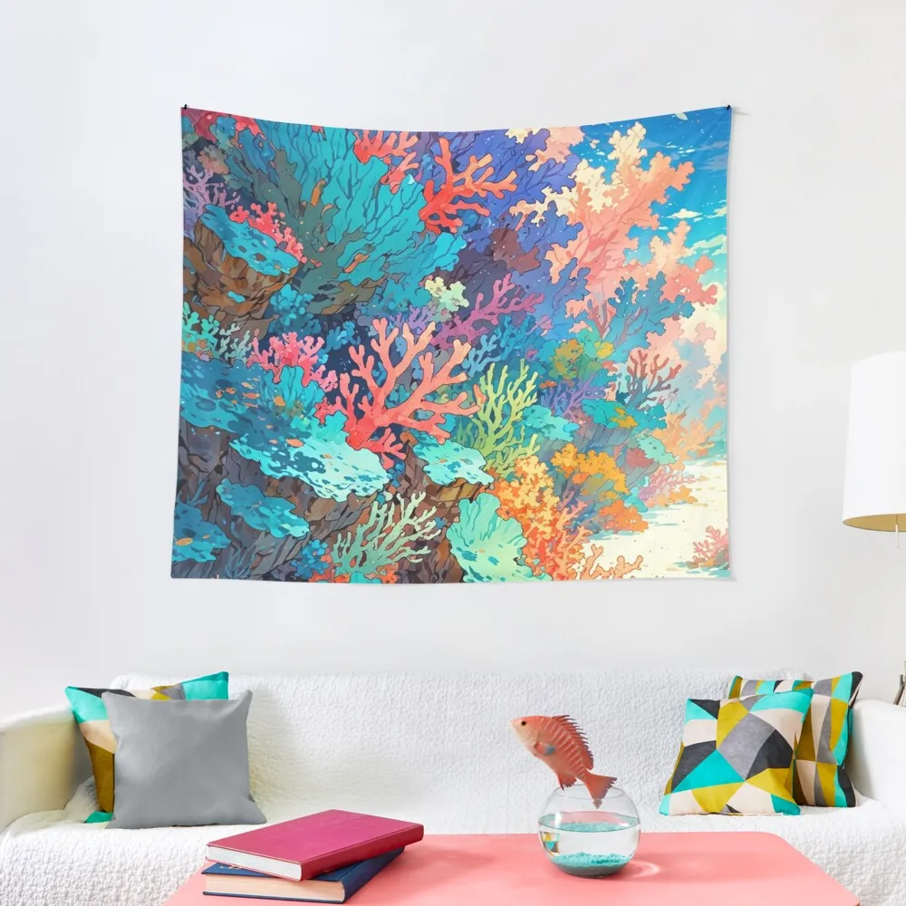 

Coral Reef - Sian Ka'an Biosphere Reserve Tapestry Luxury Living Room Decoration Aesthetic Home Decor Tapestry