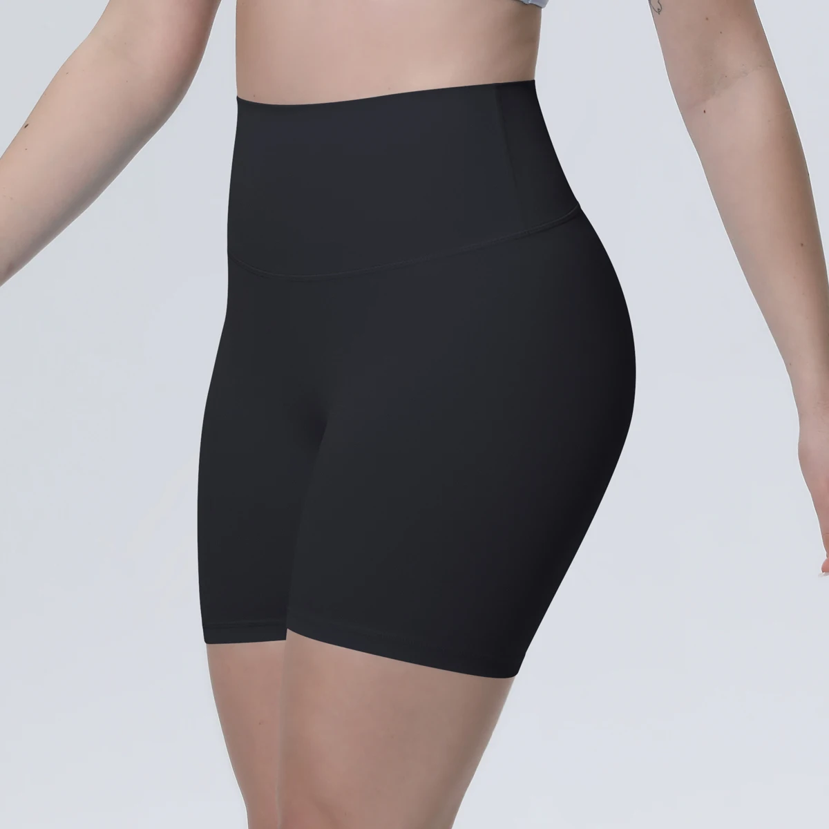 1 Stück Damen Sport-Kurze Yoga-Leggings Einfarbige Hochtaillierte Fitness-Shorts Schnelltrocknende Radfahr-Workout Nahtlose Shorts – Detail 9