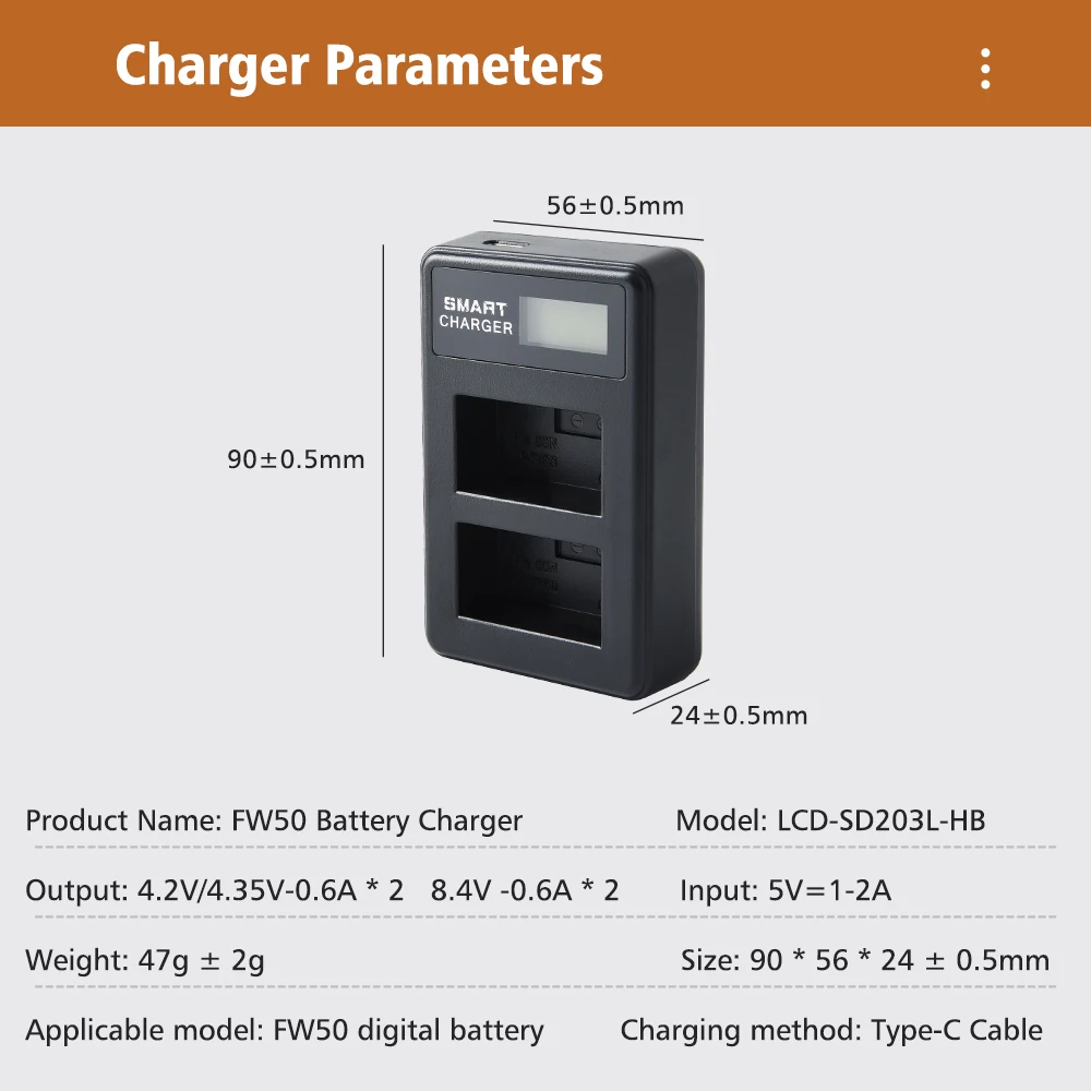 NP-FW50 NP FW50 USB Battery+LCD USB Charger Box for Sony Alpha a6500 a6300 a6000 a5000 a3000 A7 A7M2 A7R 7SM2 7M2 ZV-E10 E10L