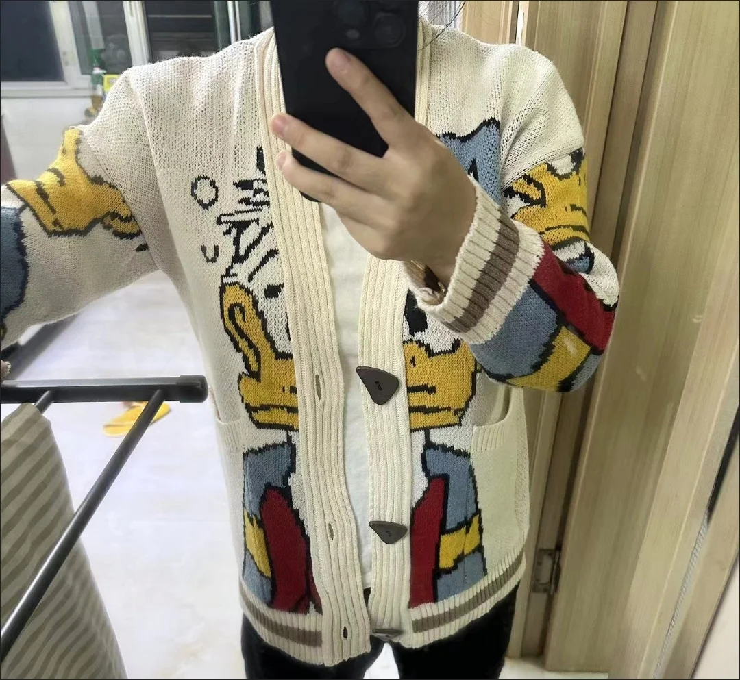 المبيعات الساخنة ديزني سترة مشغولة من الصوف دونالد الكرتون البلوزات للنساء معطف الإناث الخريف والشتاء فضفاض البرية رشاقته Kawaii القمم