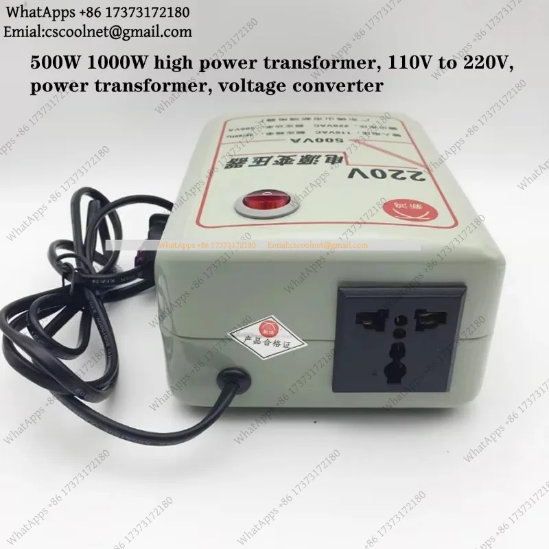 JS03 1000W 500W High Power Voltage Converter Transformer, 110V to 220V Step Up/Down Power Transformer for Appliances