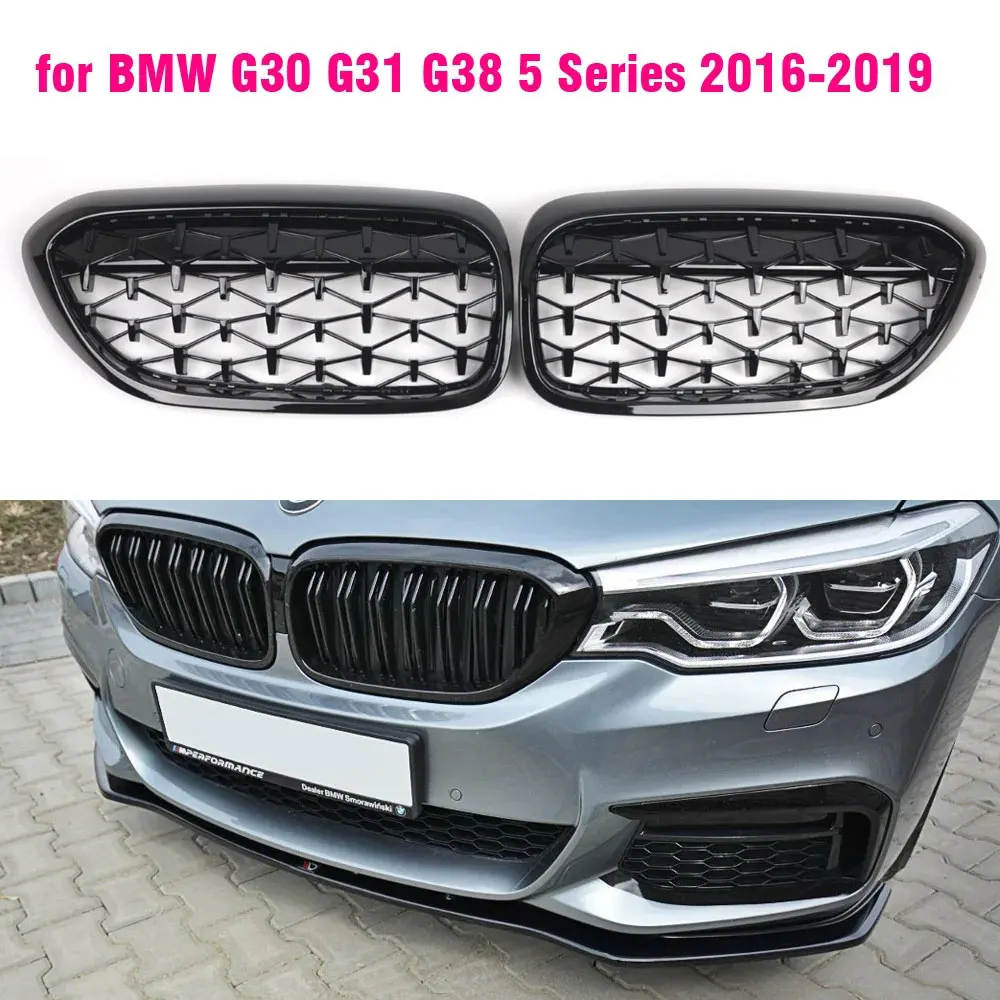 

Gloss Black Front Diamond Kidney Bumper Kidney Grille Grill For BMW G30 G31 5 Series 525I 530I 540I 550I M5 With M-Performance