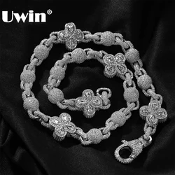 UWIN Colorful Four Leaves Baguettecz Chain Necklaces for Women Iced Out Full CZ Lobster Hook Choker Fashion Jewelry for Gift