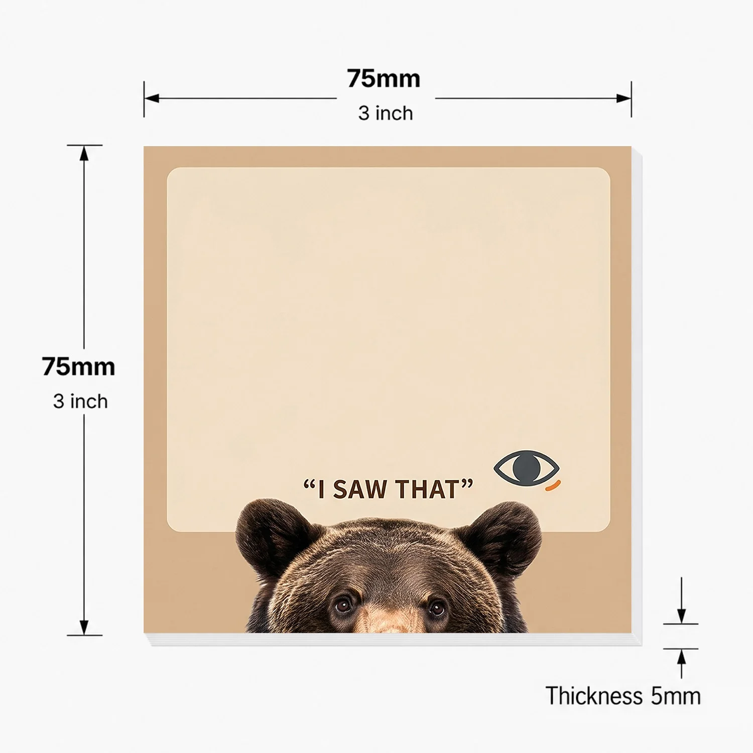 1pc Funny Bear Sticky Notes, “I Saw That” Cute Animal Self Stick Memo Pad, 100 Sheets Total, Reminder Notepad, Removable