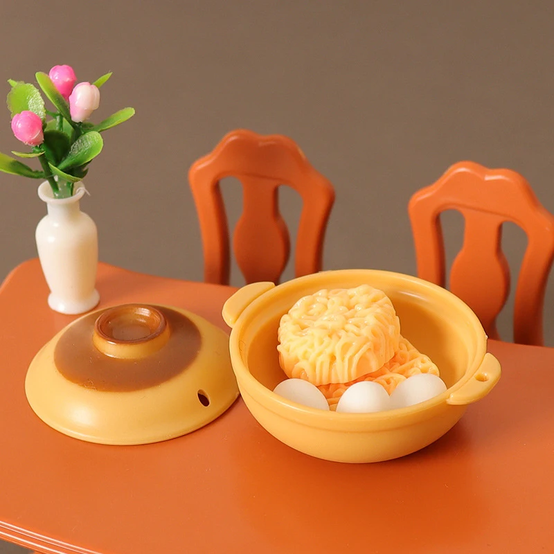 1:12 Dollhouse Miniature Pots Casserole Egg Instant Noodles Food Set Kitchen Model Doll Living Scene Decor Toy