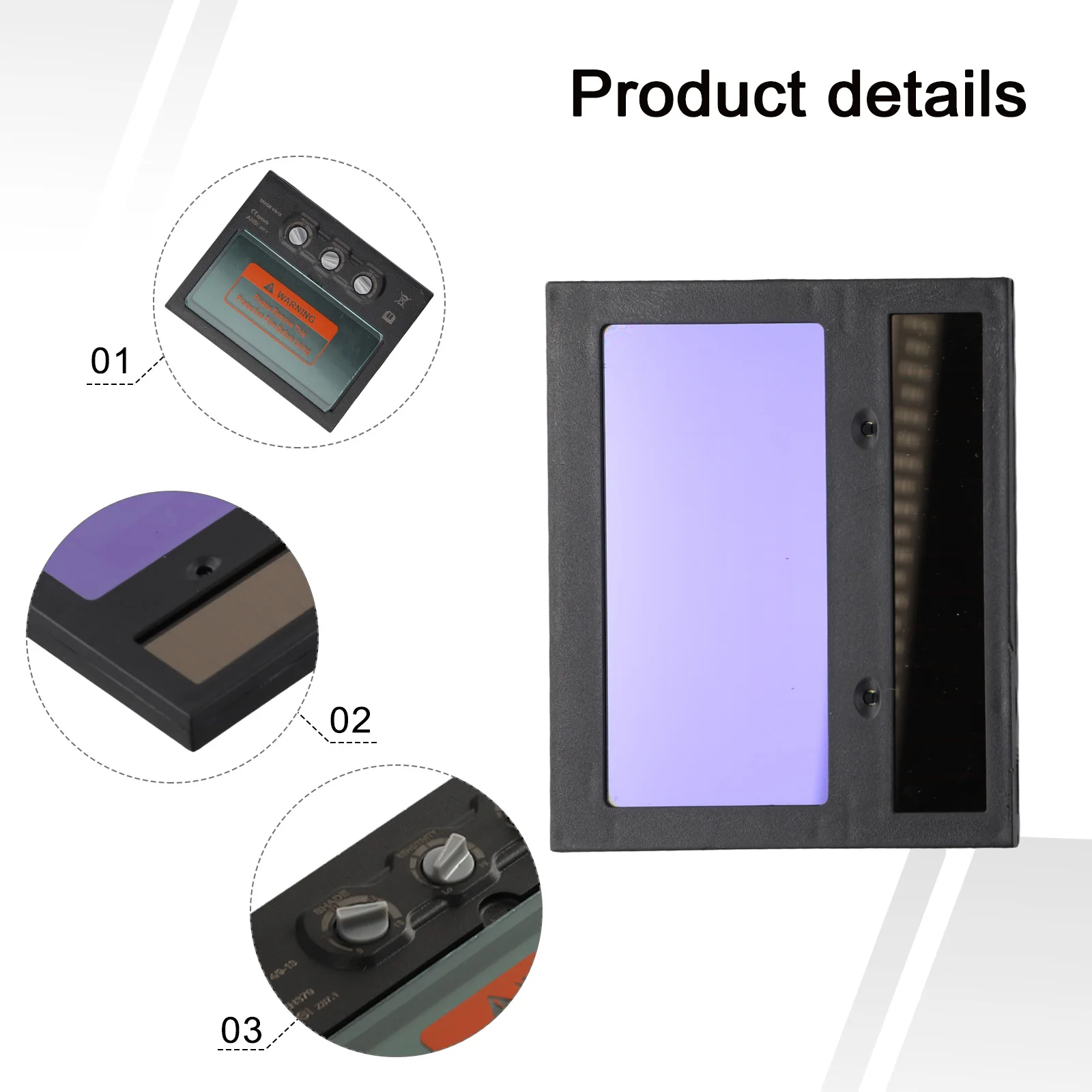 Auto Darkening Welding Filter Industrial PA/PP With Manual Level Setting Function 0.35 Inch Thickness Automatic Dimming