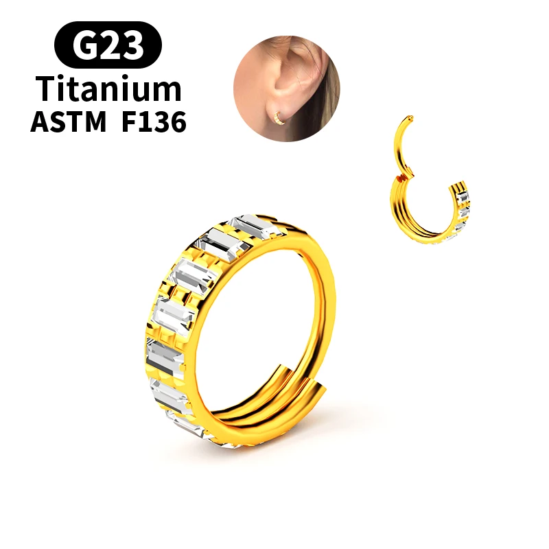 G23 Titanium Zircon Hinged Segment Nose Ring Hoop Nipple Clicker Ear Septum Cartilage Hoop Earrings Piercing Body Jewelry