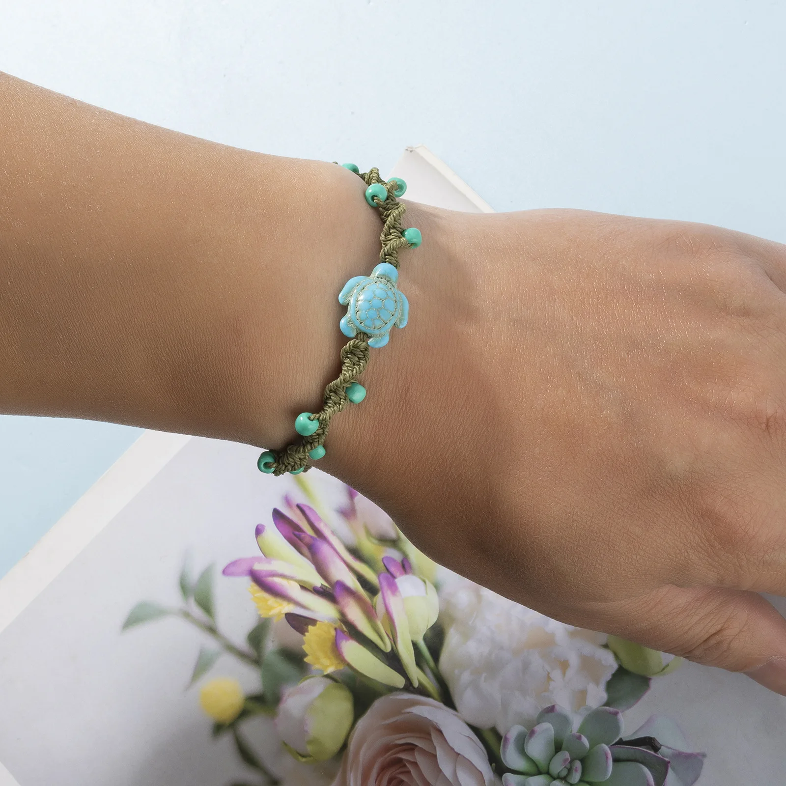 ZGMXR Rice bead bracelet 12PCS  Dolphin Starfish Shell Handmade weaving  Gravel Natural stone Turtle Bohemia Beaded bracelet set