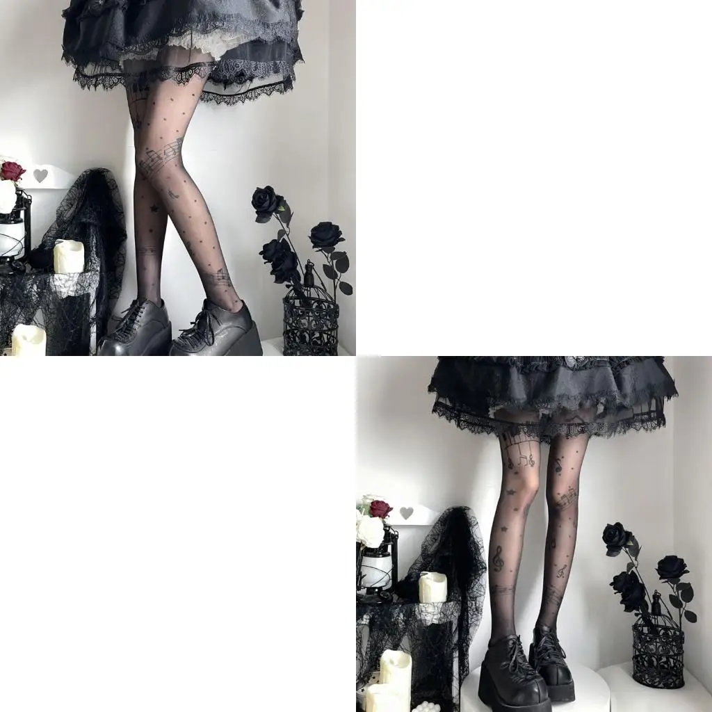 

Stretchy Childrens Tights with Musical Note Decoration Not Slip Comfort Fit Friendly Leggings for Day Wear