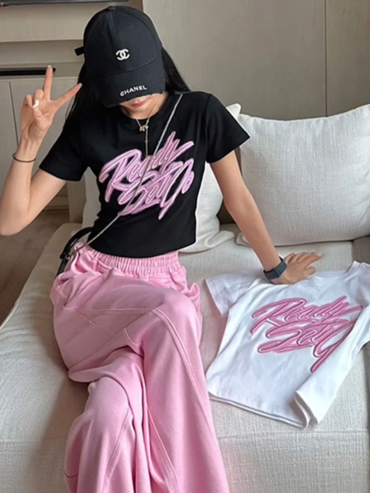 

Faionable Spor Casual Set Women Summer 2026 New Sle Age-Defng Korean Salt System Wide Leg Pants Two-Piece Set Women