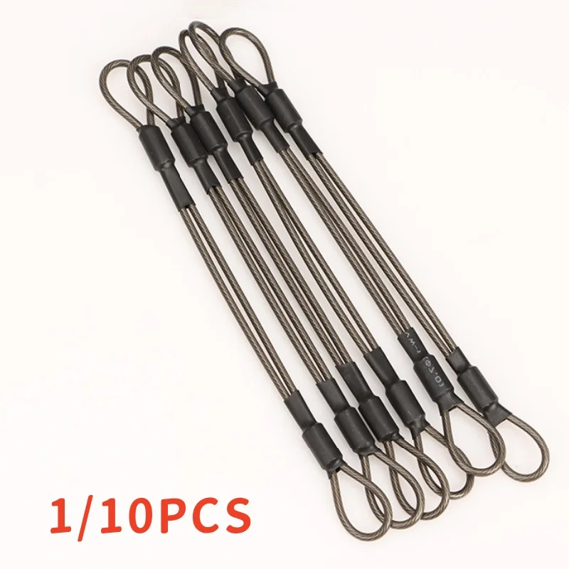 1/10 Buah Kabel Keamanan Keselamatan Baja Tahan Karat Kawat Aman Perak 18Cm X 1Cm Tali Lampu Panggung Anti Lepas Lingkaran Ganda