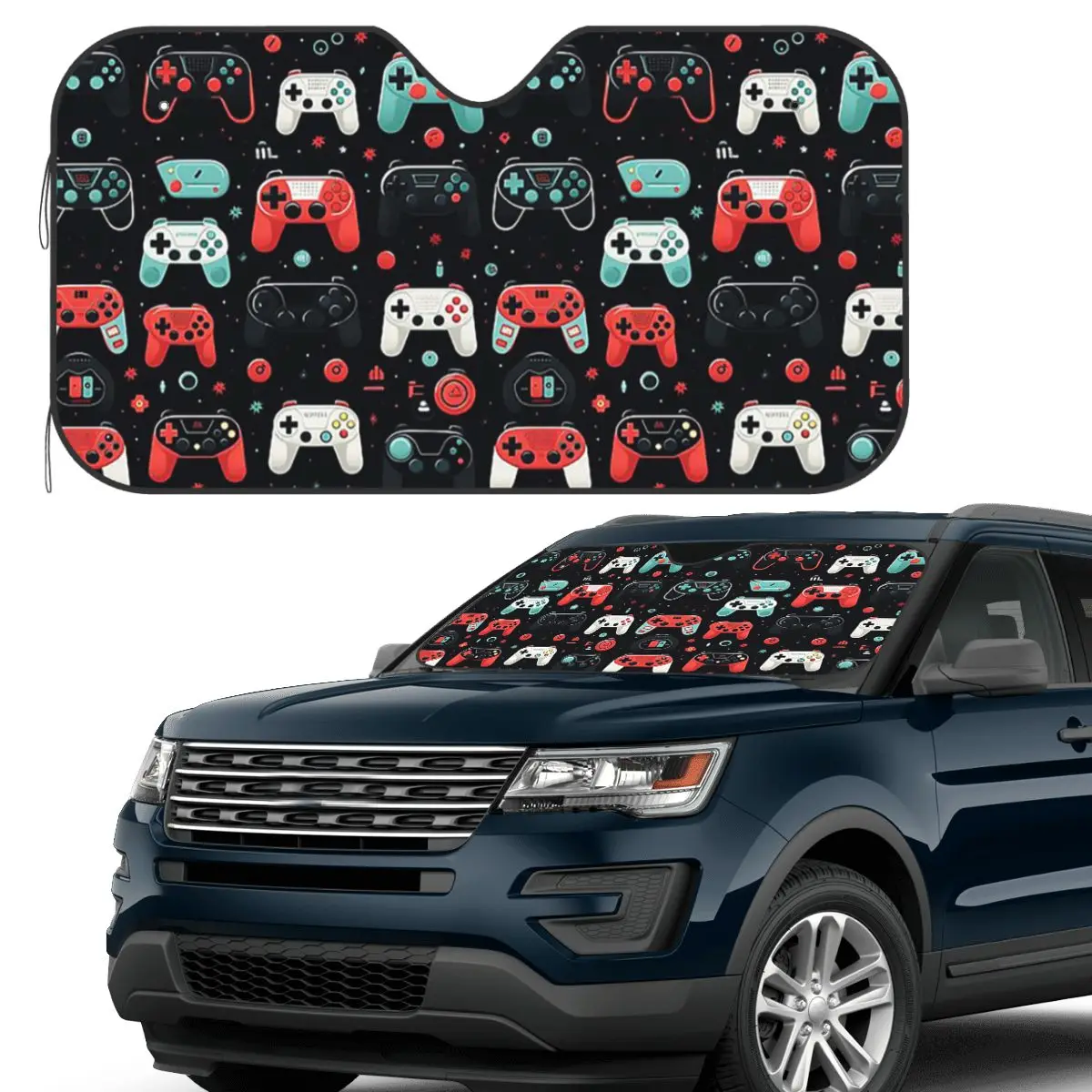 

Игровой узор-игровые контроллеры, солнцезащитный козырек, лобовое стекло автомобиля, солнцезащитный козырек, аксессуары, чехлы