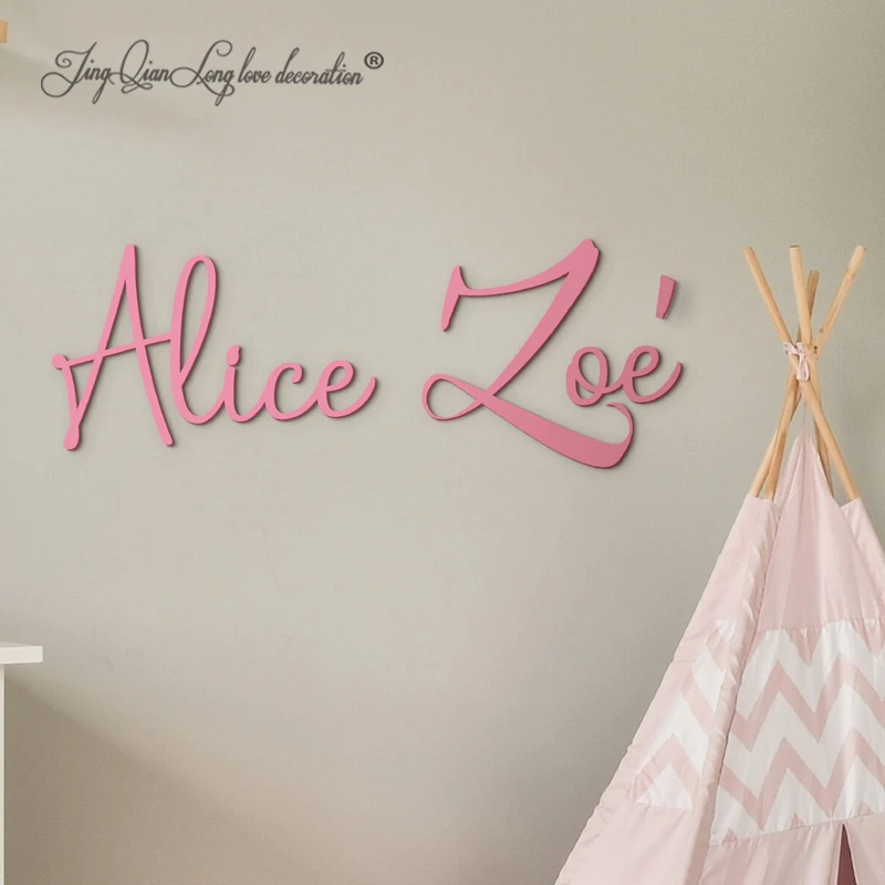 Panneau personnalisé en bois pour nom de bébé, lettres découpées en bois personnalisées, décoration murale pour chambre de bébé, décoration de chambre de nouveau-né, décoration de baby shower