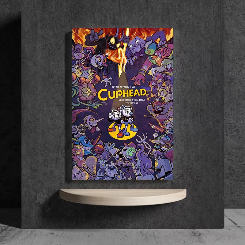 

Cartoon Adventure Games Cuphead All Characters Poster Wall Art Prints Canvas Painting Wall Bedroom Living Room Home Decor