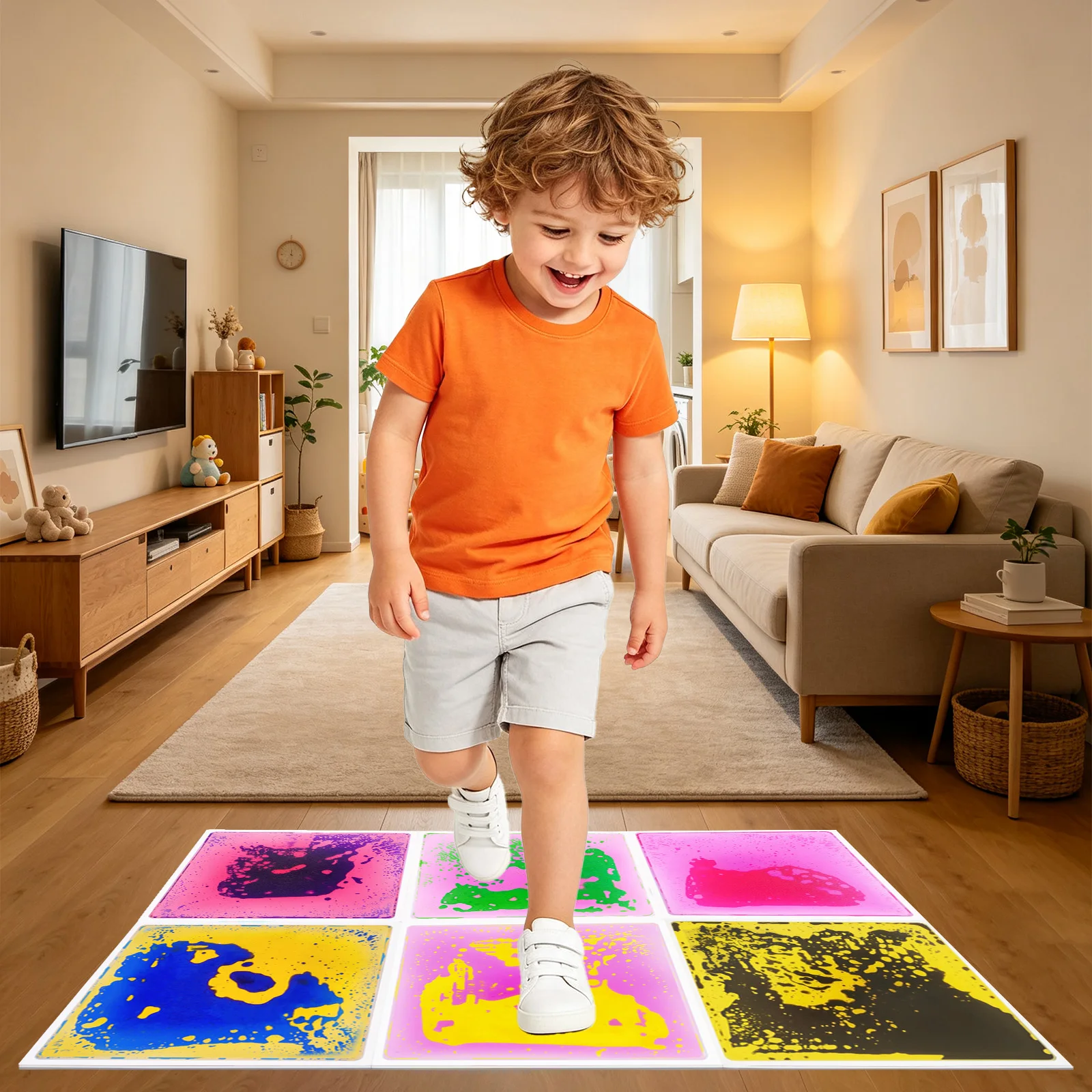 Art Color Block Classroom Sensory Floor Tiles Visual Sensory Toys After-school Home Sensory Tiles