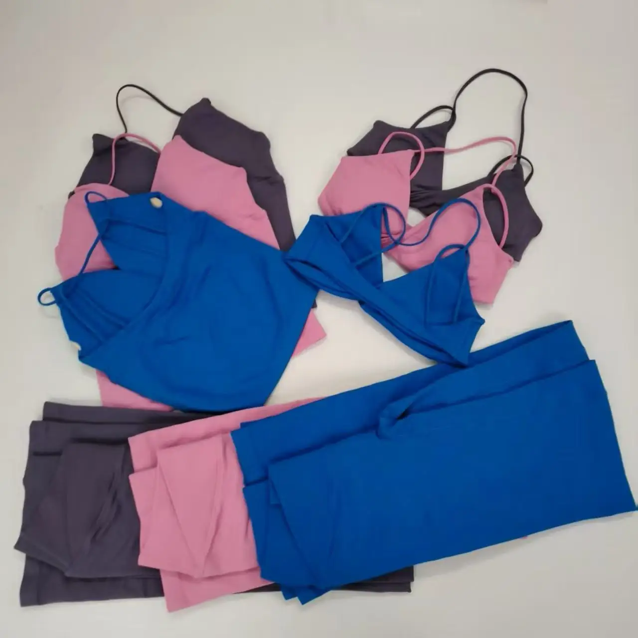 Vision 3-Piece Set Twist Front Bralette &Long Tank Top& Flared Pants Women Yoga Gym Workout