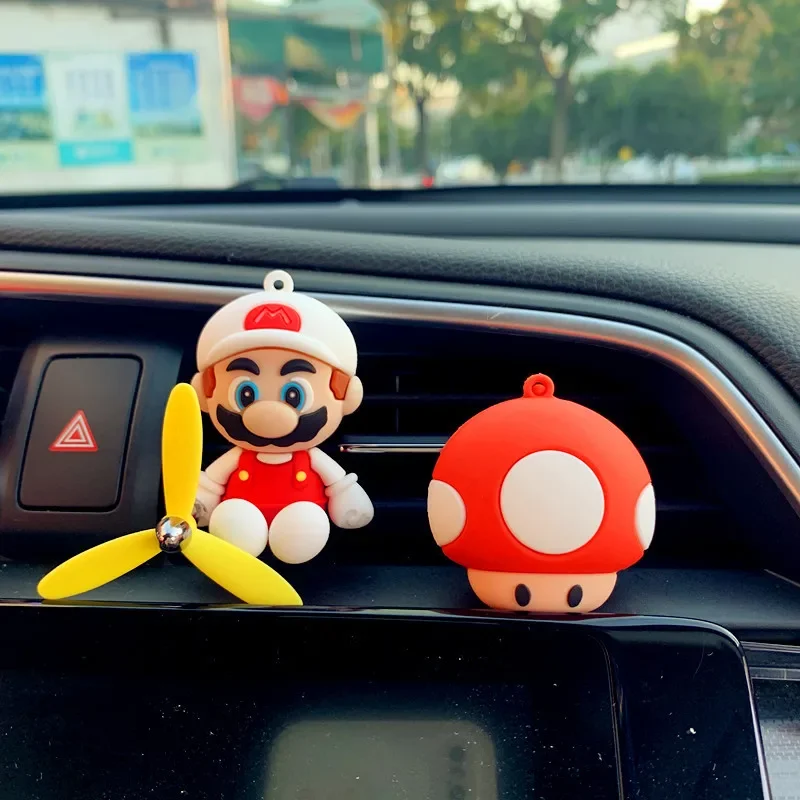 Super Marios Bros Car Air Outlet Clip aromaterapia decorazione Anime elica rotante accessori interni per auto Creative Cartoon