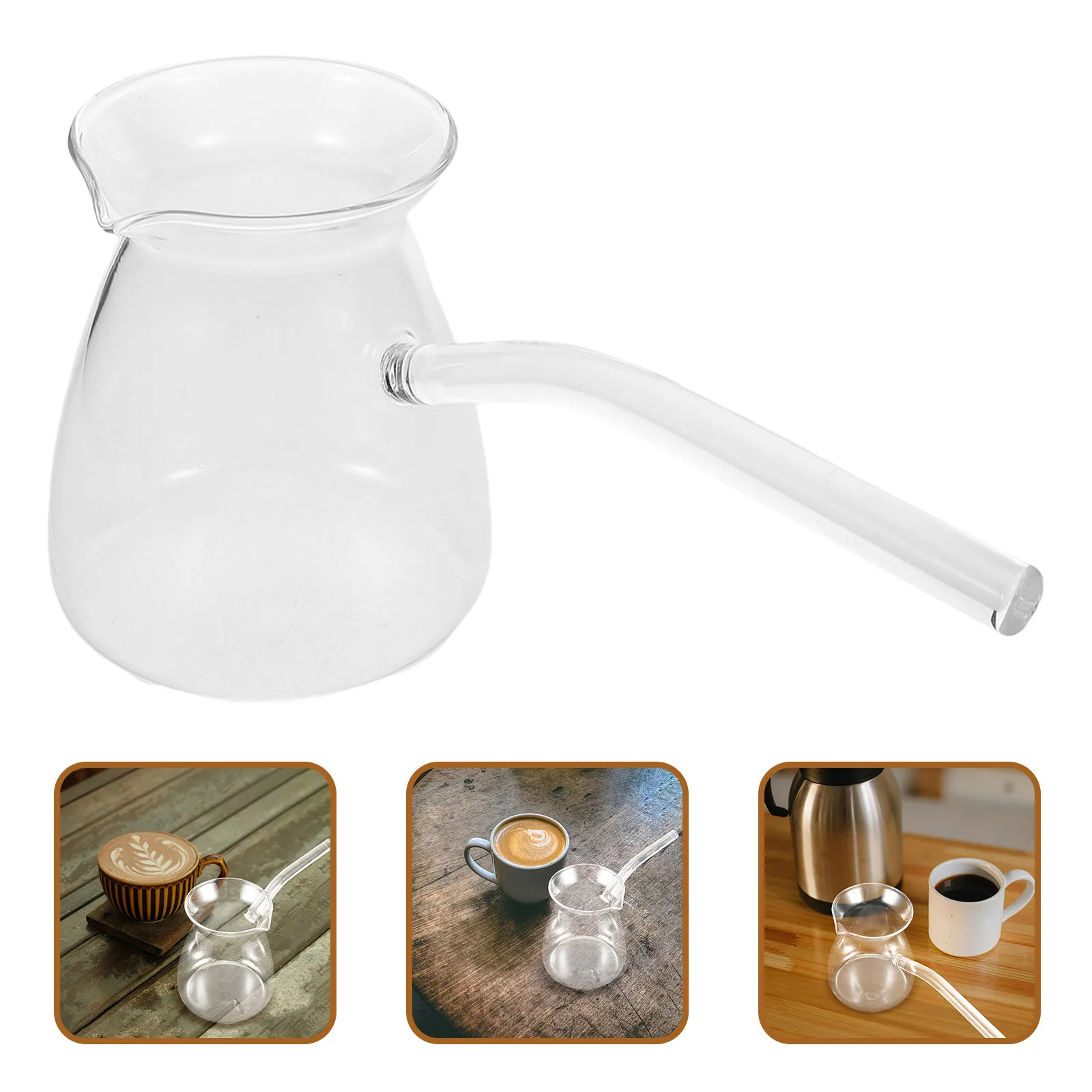 2 cafetières turques de 450 ml, en verre borosilicaté transparent, avec poignée latérale, carafe pour le thé, chauffe-lait, machine à café.