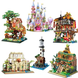 ZHEGAO Apartment Mini Brick Architecture Figure Street View Building Blocks Pirate Bay Assembled Model Collection Toys For Gift