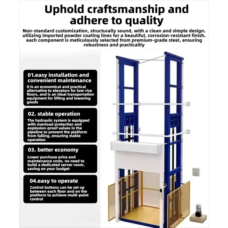 Guide Rail Hydraulic Cargo Lift Double Track Freight Elevator Industrial Warehouse Factory Loading Platform