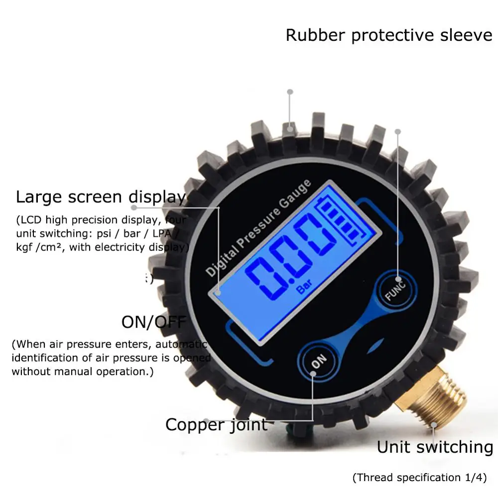 Tire Pressure Monitoring System Digital Tire Pressure Gauge Car Bike Motorcycle Tyre Tester Air PSI Meter 1/8NPT Car Accessories