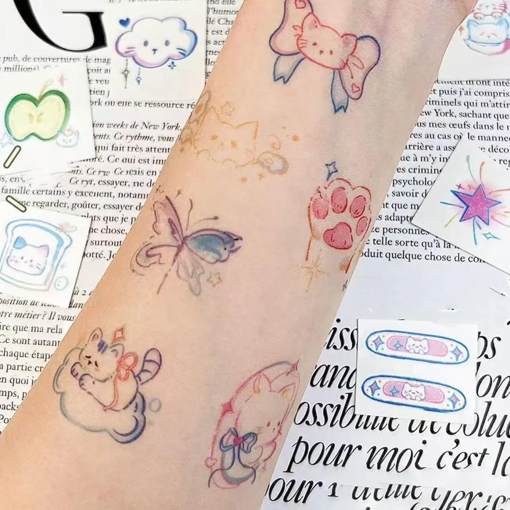 

5 Sheets Cute Cat Tattoos Temporary kitten Themed Birthday Party Supplies Animals Pet Tattoos Stickers For Kids Girls Boy S8H5