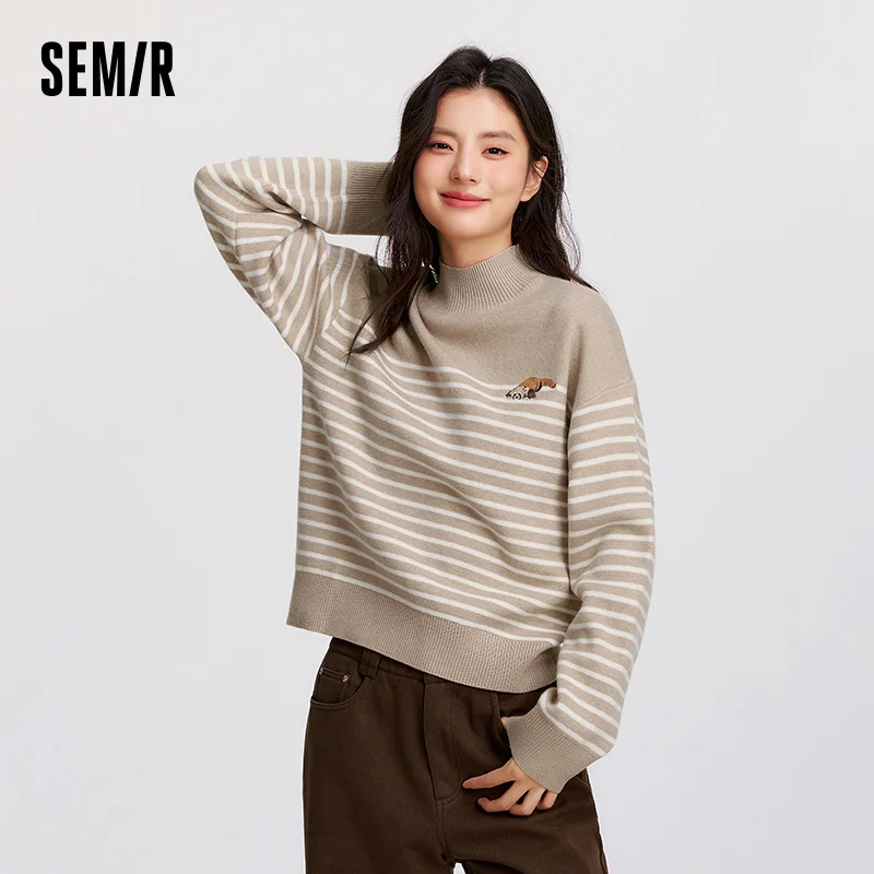 

Semir Sweater Women Loose Half Turtleneck Winter New Winter Clothes Woman Tops for Woman Soft Knit Fabric Warm Comfortable Casua