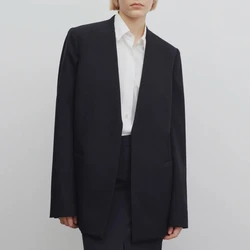 Chaqueta de traje R0 para mujer, abrigo de estilo minimalista, sin botones, Irregular, primavera y otoño, 2024