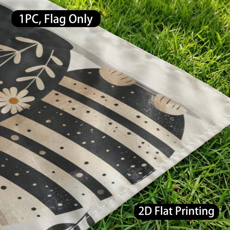 1pc Boho Bunny Garden Flag 2D Flat Printed Outdoor Yard Decor Flag Only