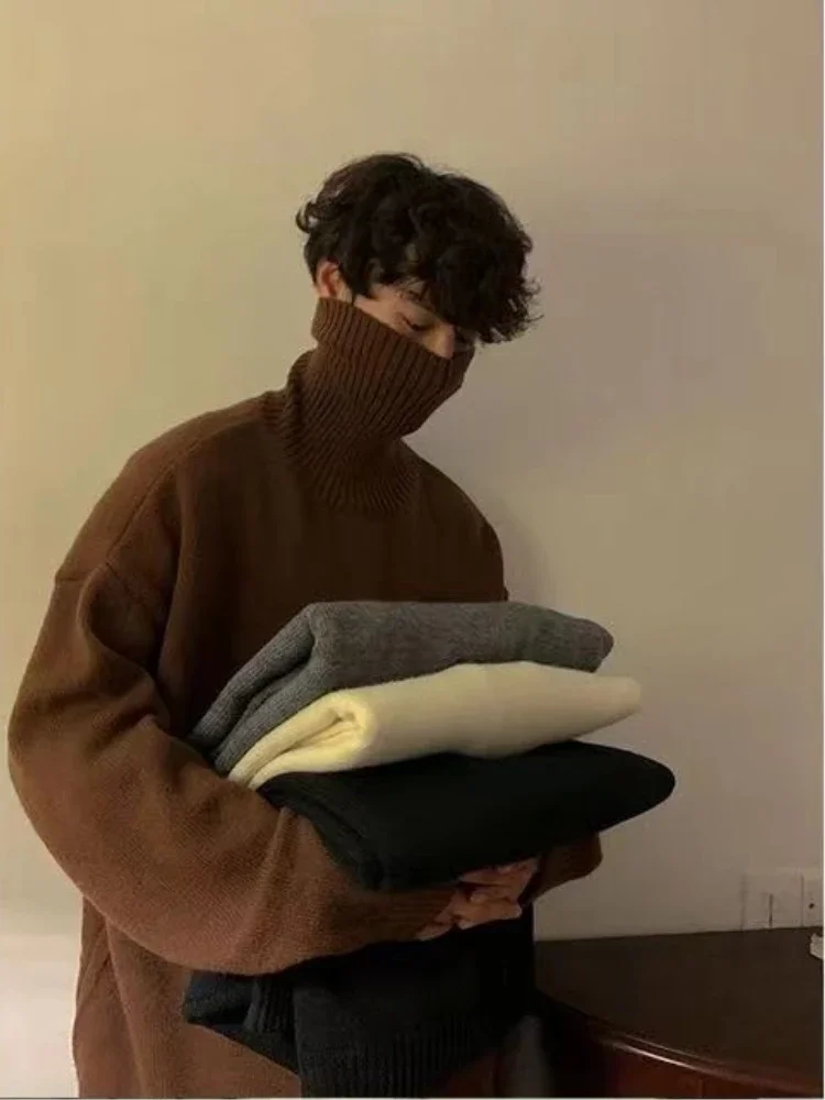 

Пуловеры женские с высоким воротником в корейском стиле однотонные простые уютные теплые осенние новые трикотажные изделия свободные универсальные нежные повседневные популярные для отдыха