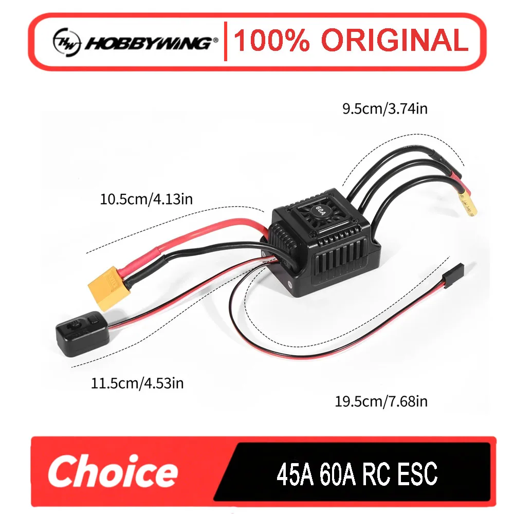 

WSDT-45A/60A 45/60A Водонепроницаемый бессенсорный бесщеточный регулятор скорости - вилка XT60/T для радиоуправляемых автомобилей 1/10