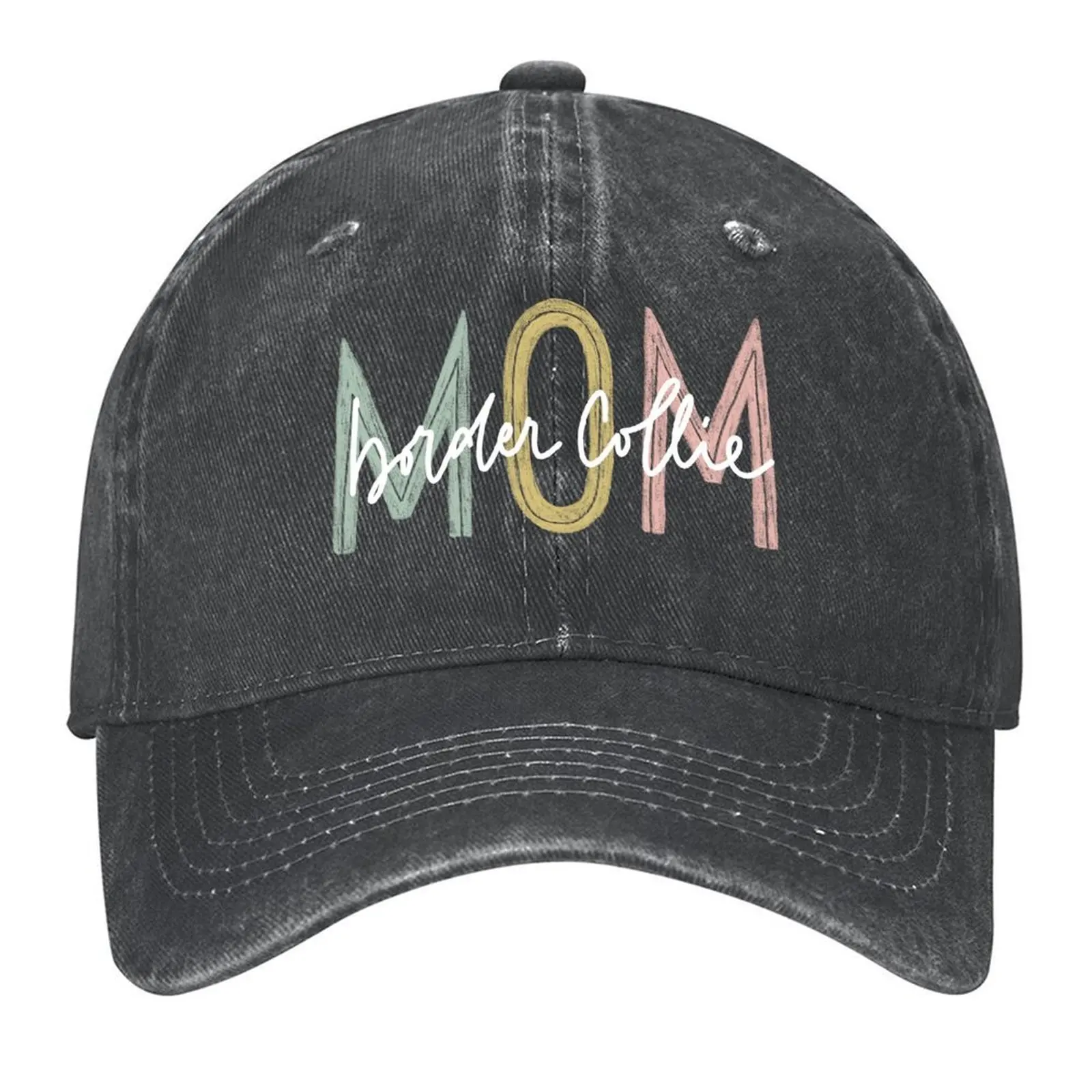 

Border Collie Mom Hand Lettering White Baseball Cap Luxury Hat tea Hat Golf Thermal Visor Women Men's
