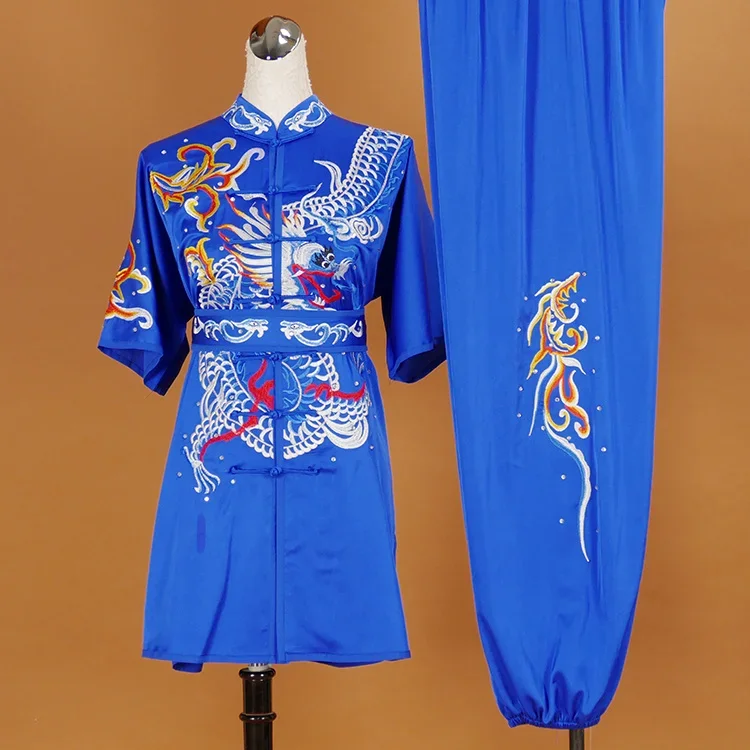 Custom Tailored Kung Fu Long Fist and Tai Chi Martial Arts Uniform for Competition Embroidered Dragon And Phoenix Clothes