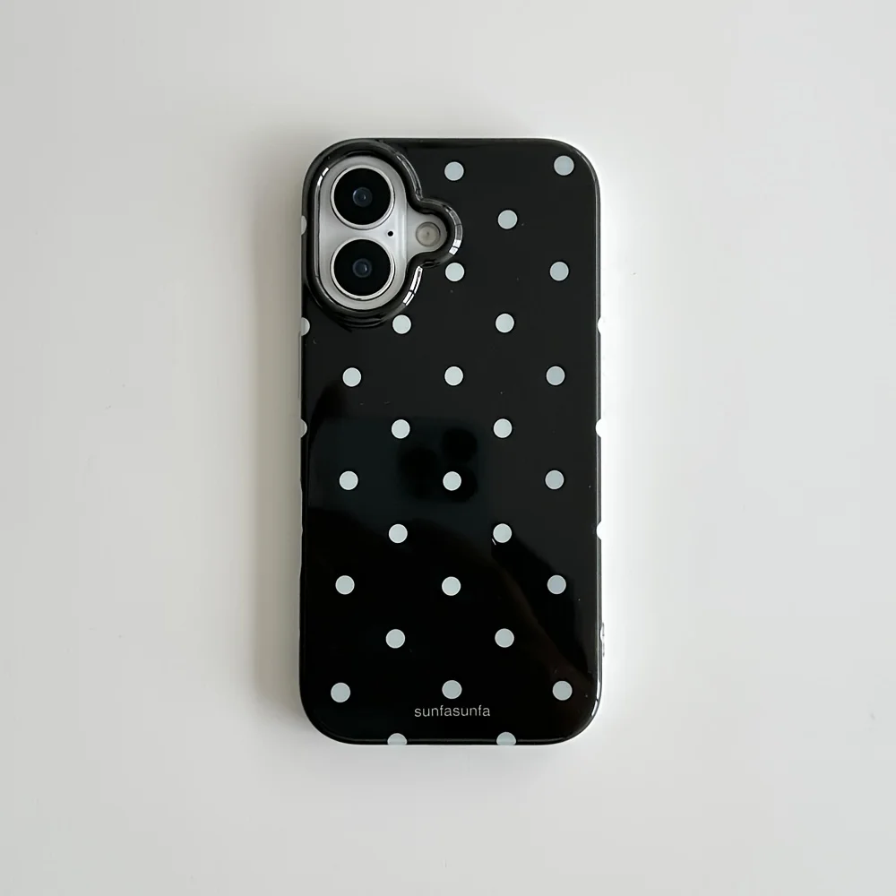 Simple Black White Polka Dot Design Phone Case for Samsung Galaxy S25 S24 S23 S22 S21 FE Ultra Plus 4G 5G Feather Texture - náhled 4