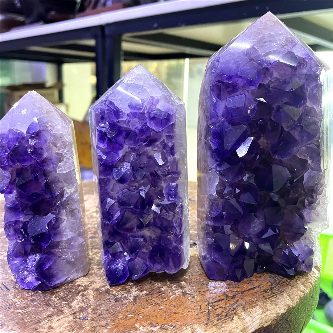 Natural Brazil Amethyst Crystal Cluster Quartz Druse Wand Desk Ornament ENERGY Rocks Interior For Home Wholesaler Bulk