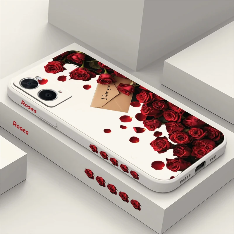 Bright Red Rose Flowers Pattern Case For OPPO A98 A96 A95 A94 A93 A92 A91 Silicone Soft Shockproof Bumper Back Phone Cover Funda