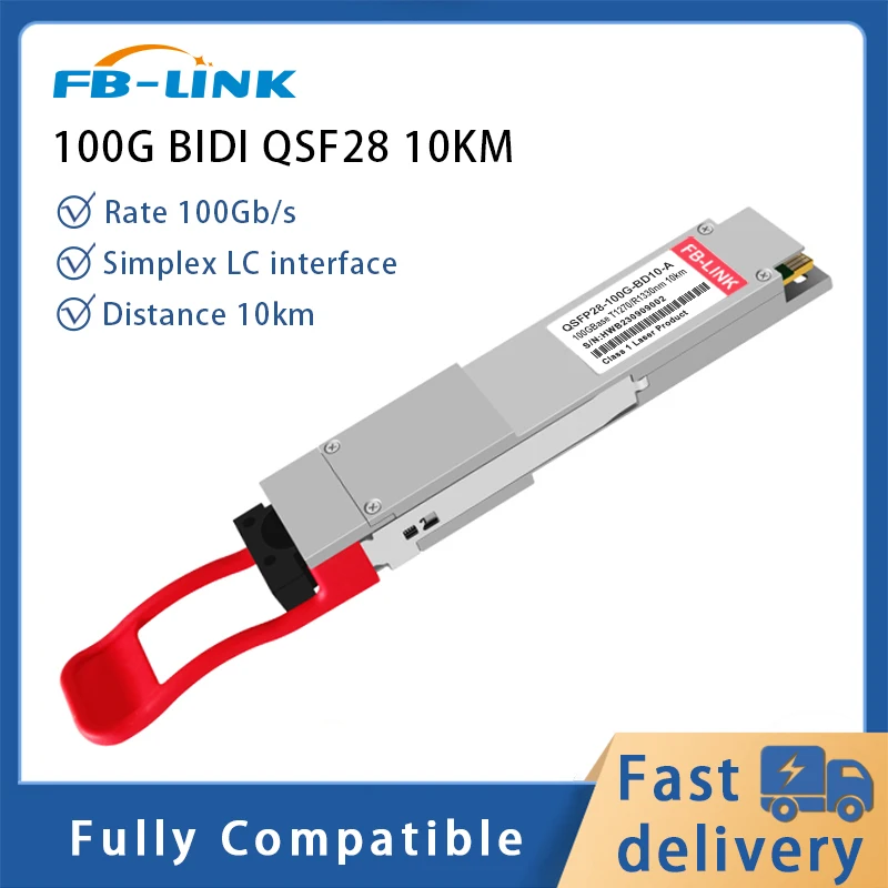 100G BIDI 10km 100G QSFP28 1270/1330nm GBIC Transceiver Fiber optic Module for Cisco Mikrotik Huawei Mellanox Ethernet switch