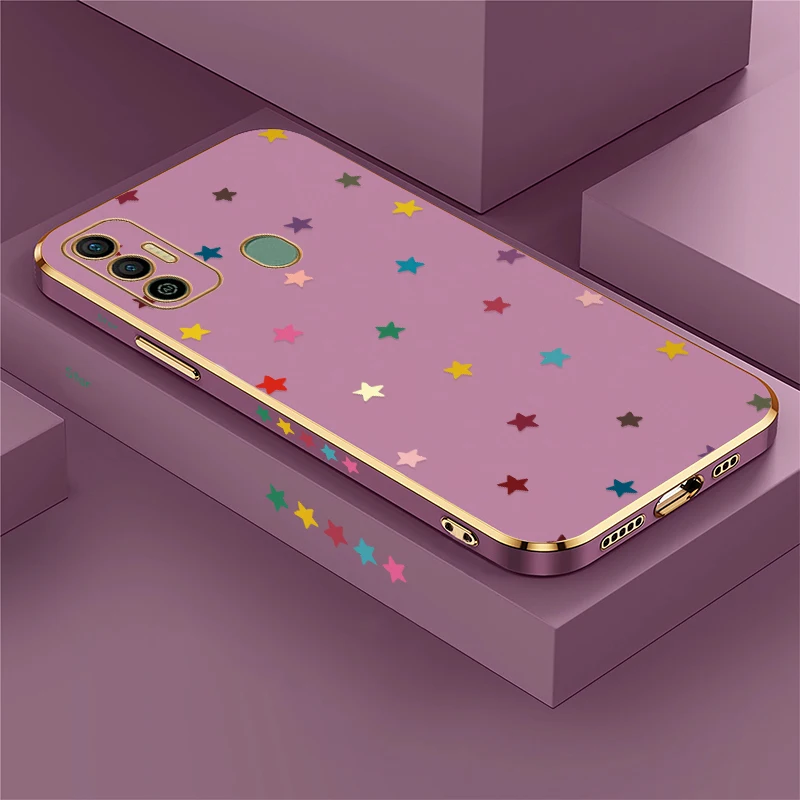 Funda de teléfono para Infinix Tecno Spark 20 20C 7 Pro 8C 5 Air 5 6 Go 1 2024 2022 2021 2020 con estampado de estrellas, cubierta suave chapada a prueba de golpes