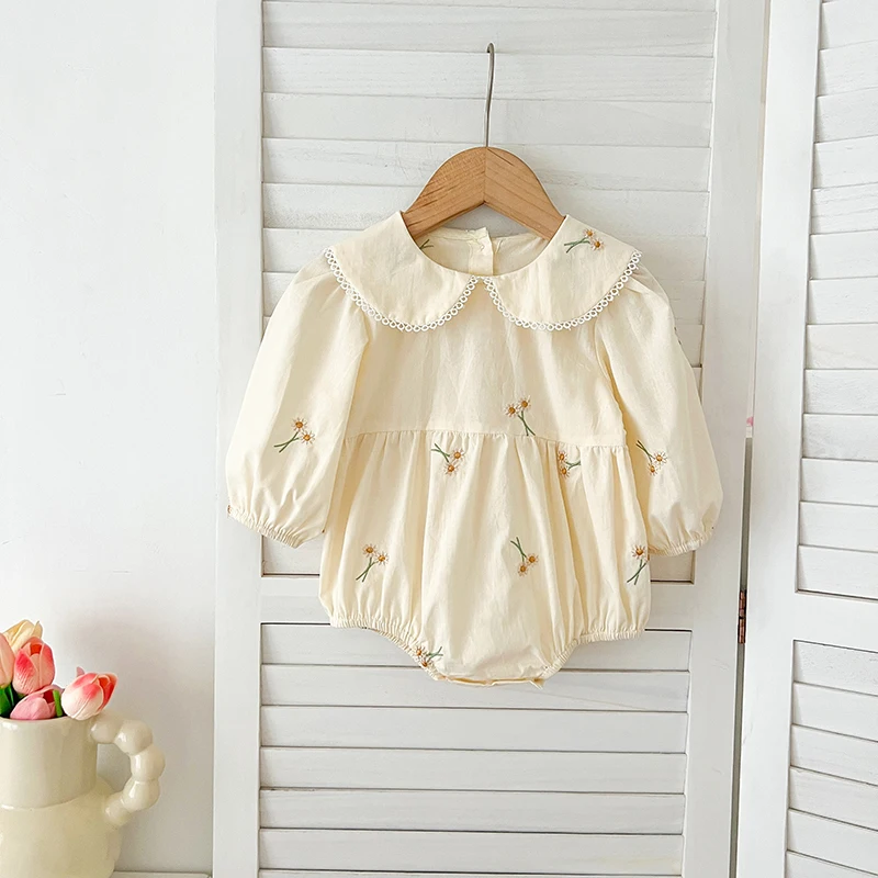 Autumn Spring Baby Girls Dress Flower Embroidery ​Cotton Long Sleeve princess Dress Baby Romper Family Matching Sister Outfit