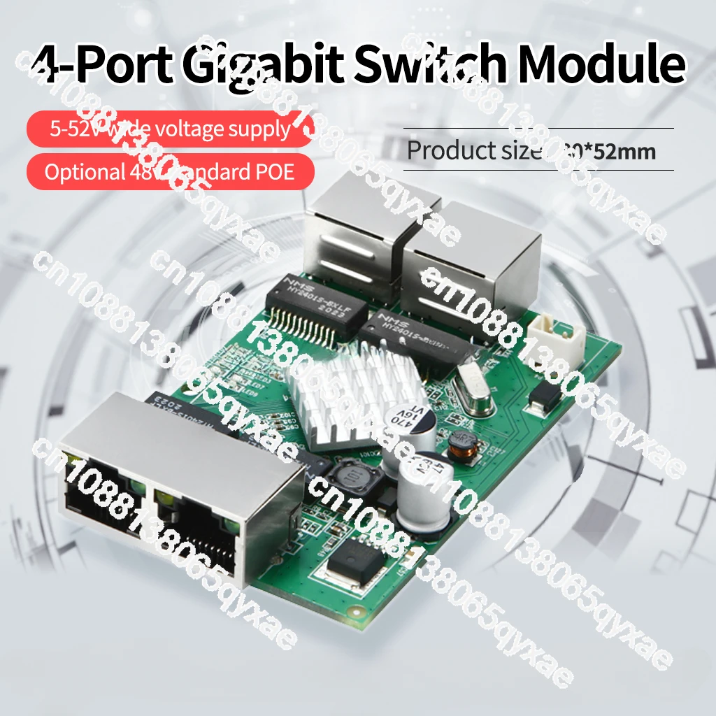 Industrial 4-port full gigabit switch module standard 48V poe power supply small low-power motherboard