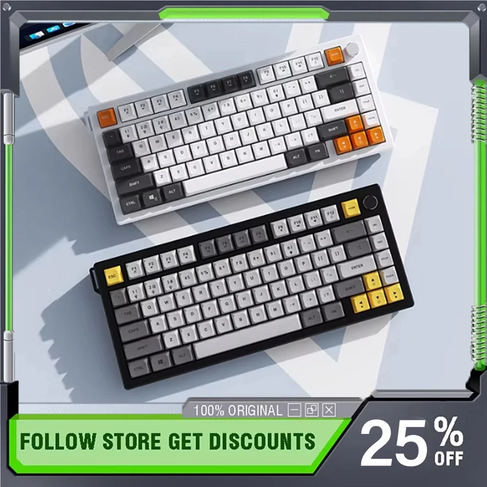 

Механическая клавиатура AJAZZ AF82, однорежимная/трёхрежимная, беспроводная, Bluetooth, RGB, с возможностью горячей замены, эргономичная, настраиваемая, для офиса и игр