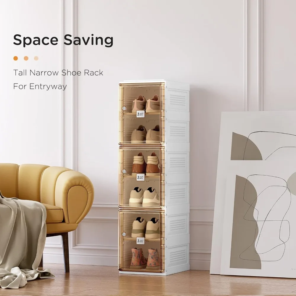 منظم رف الأحذية المحمول القابل للطي مع باب مغناطيسي شفاف لتخزين الخزانة، صناديق خزانة رياضية كبيرة للأحذية الأنيقة #4