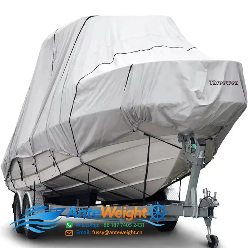 30-32FT 600D T-Top Boat Cover Personal Watercraft Weather Ripstop Trailerable Heavy Duty Polyester Boat Cover Up To 114" WIDTH