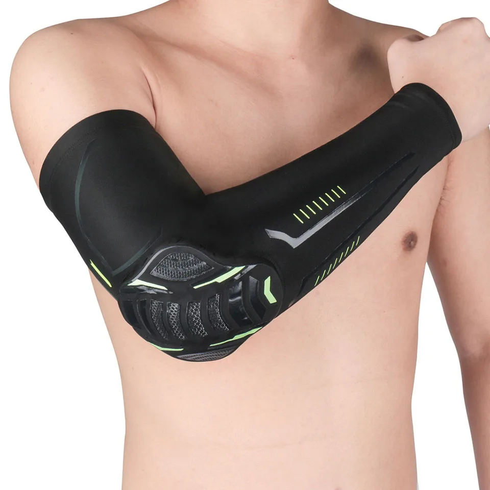 GTUBIKE 1 Stück elastische Basketball-Ellbogen- und Armprotektoren, stoßdämpfende Waben-Ellbogenschützer für Lauf- und Radsport – Detail 22