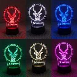 Capricorn of 12 Zodiac Night Lamp - Acrylic, 7 Color Switch, Bedroom & Gift