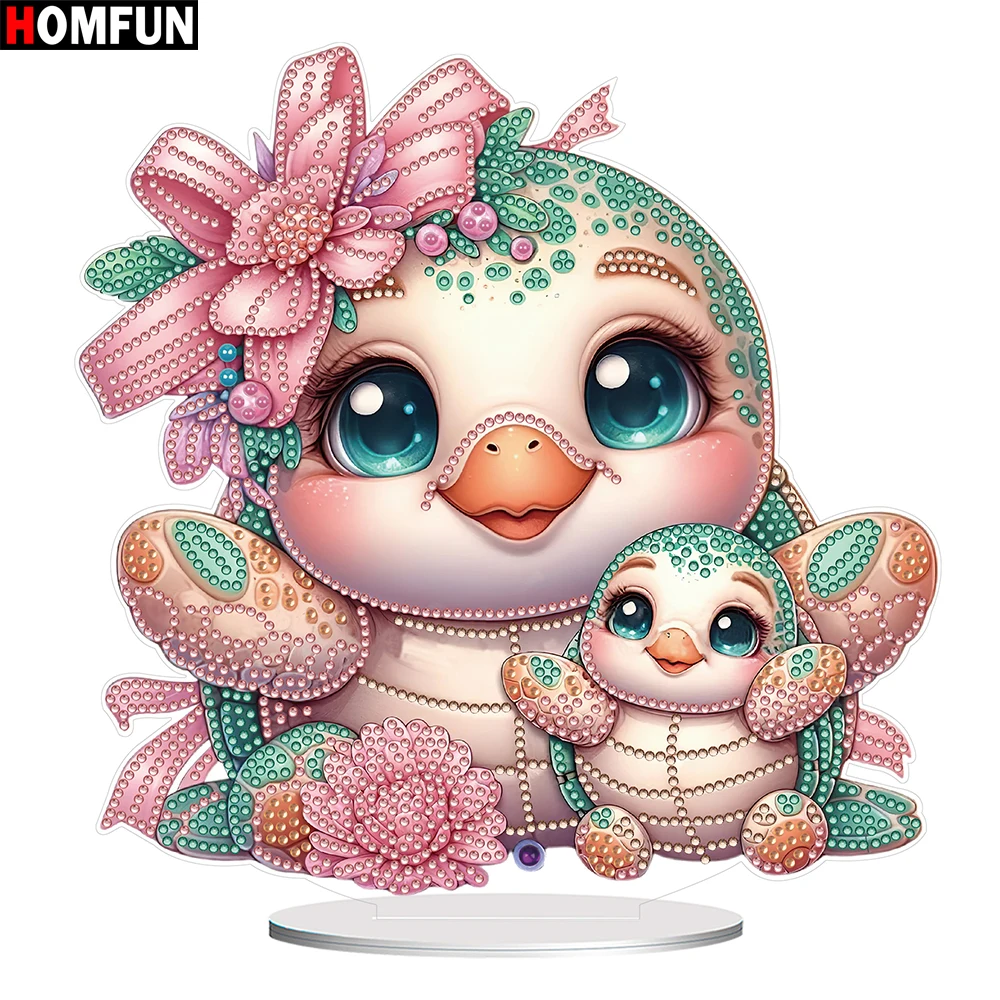 HOMFUN 5D DIY Diamond Painting Special Shape Drill Desk Ornament Crystal Turtle mother love Rhinestone Home Tabletop Decor Gift