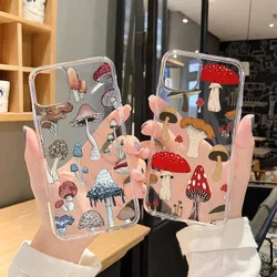 Minimalist Graffiti Line Mushroom Phone Case for IPhone 13 12 11 14 15 16 Pro XS Max XR X Soft Clear Iphone 7 8 Plus SE20 Cover